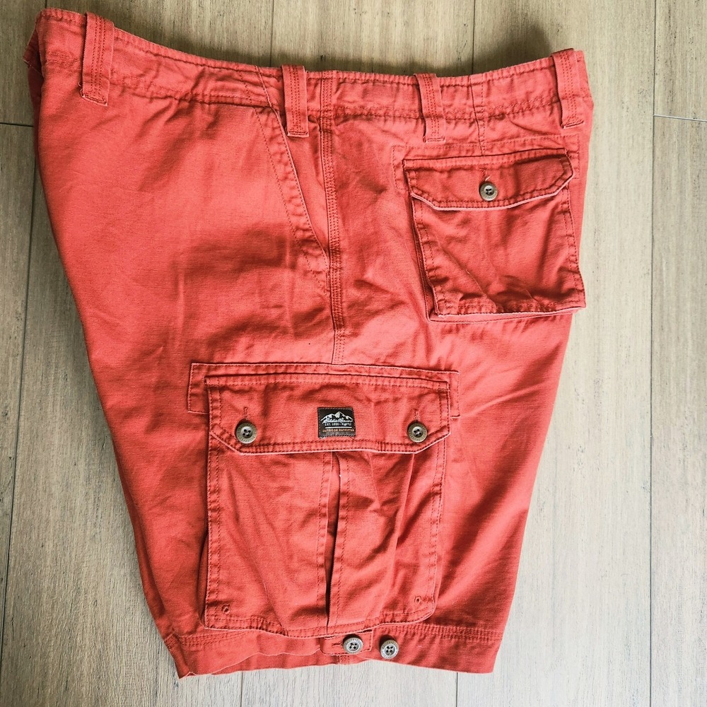 Eddie Bauer Mens Sz 44 Cargo Safari Shorts 100% Cotton Ripstop Utility Orange